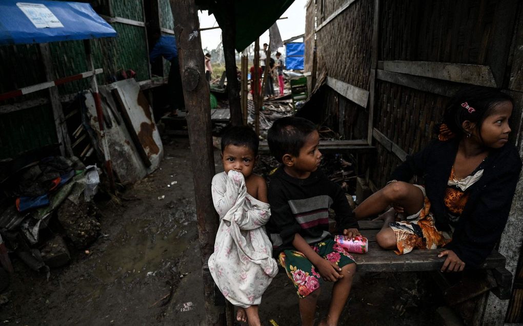 Kinderen in een vluchtelingenkamp in Myanmar. beeld AFP, Sai Aung Main