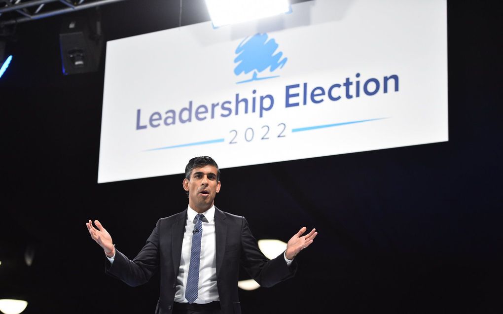 De regeringspartij van de Britse premier Rishi Sunak vroeg tijdens de conferentie van vorig jaar voor het eerst een vergoeding aan media in ruil voor accreditatie. beeld EPA, Peter Powell