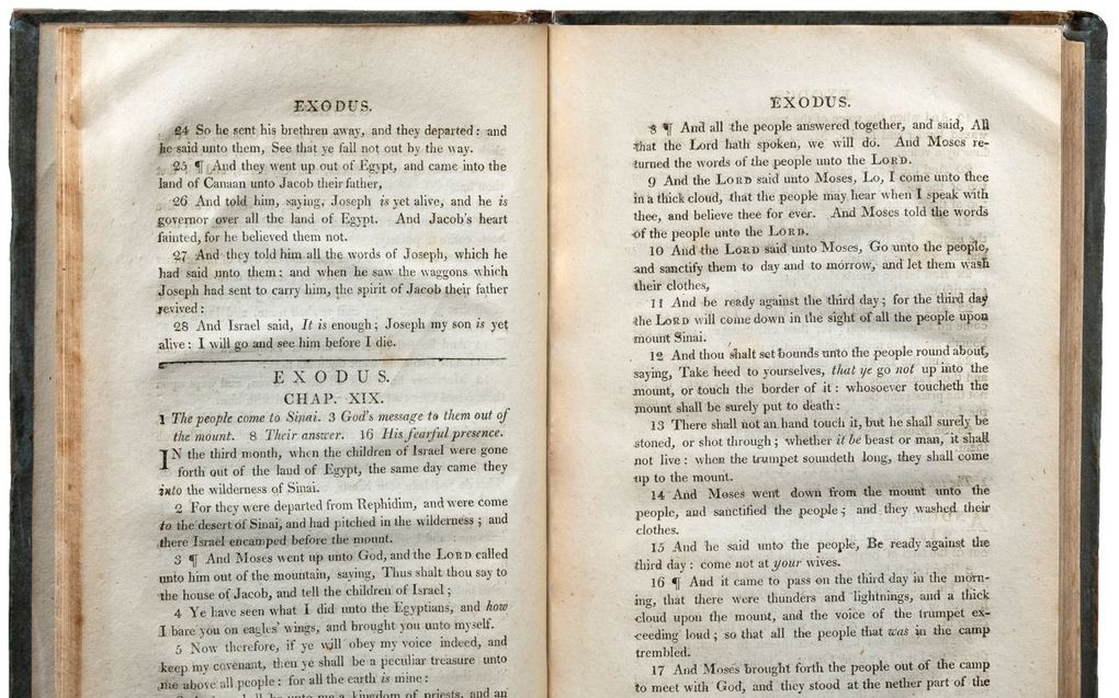 De uittocht uit Egypte ontbreekt in de ”Slave Bible” (Select parts of the Holy Bible, for the use of the Negro slaves, in the British West-India Islands, Londen 1807. Glasgow, University of Glasgow Library). beeld Femke Lockefeer