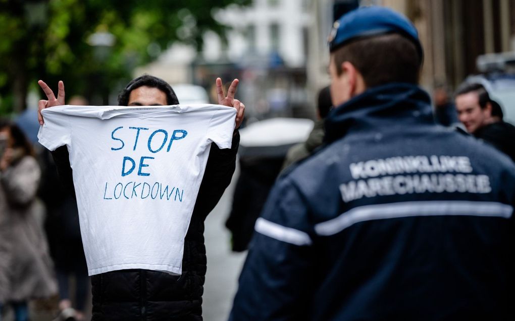 Protest tegen de coronamaatregelen, april 2020. beeld ANP, Bart Maat