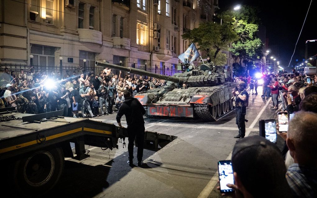 Het huurlingenleger van Wagner maakt zich zaterdagavond op om zich terug te trekken uit Rusland. beeld AFP, Roman ROMOKHOV