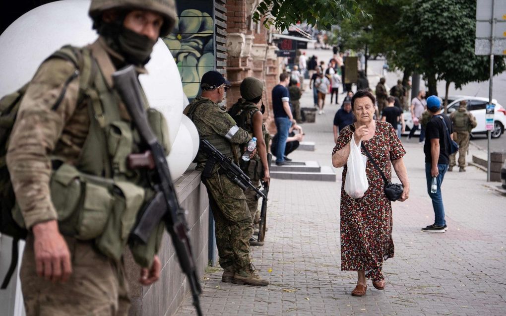 Huurlingen bezetten zaterdag de stad Rostov. beeld AFP, Denis Romanov