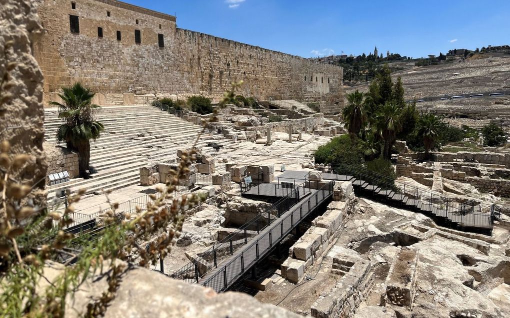 In het archeologisch park Davidson Center vond op 28 mei de bewuste gebedsbijeenkomst plaats (op de zogenaamde ”trappen van de tempel”). beeld Albert Groothedde