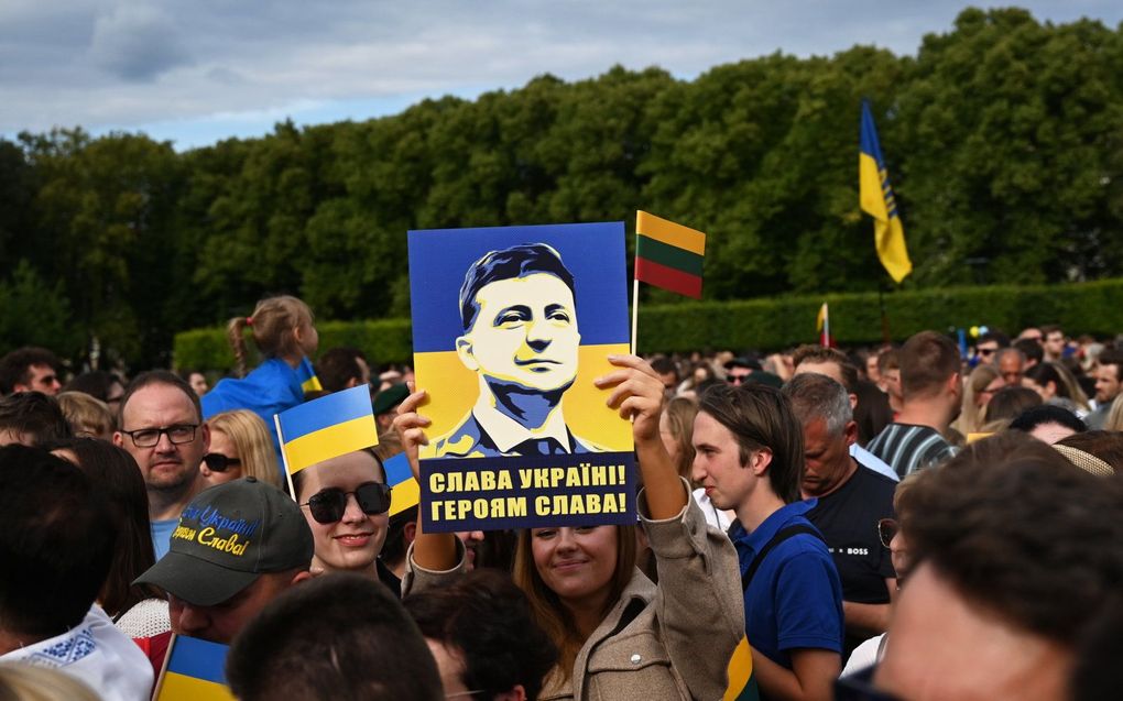 Steun voor Zelenski op de NAVO-top in Vilnius. Beeld EPA, FILIP SINGER