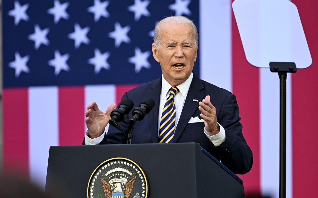 De Amerikaanse president Biden in Vilnius.  beeld EPA, Filip Singer