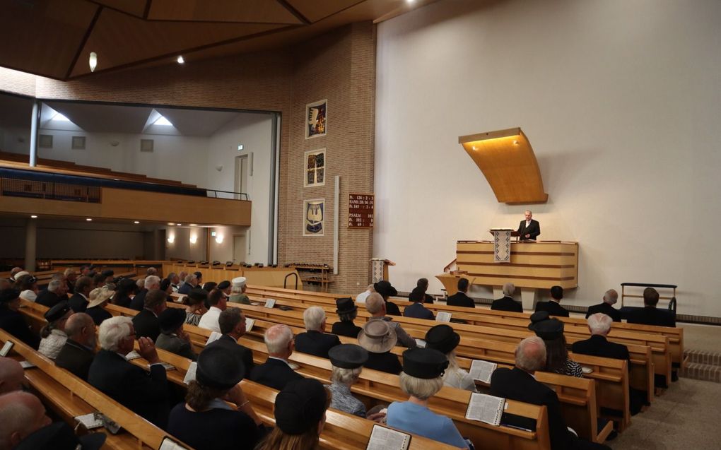 De zendingsdag had plaats in het kerkgebouw van de gereformeerde gemeente in Nunspeet. beeld Huig de Koning