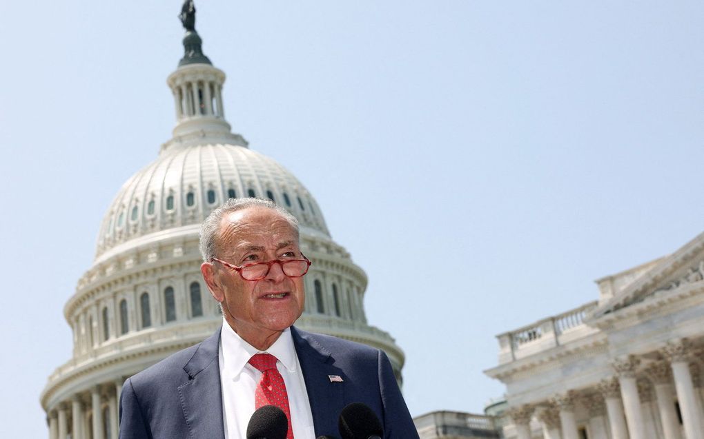 De Democratische leider van de Senaat, Chuck Schumer. beeld AFP, Kevin Dietsch