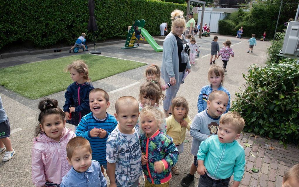 In Kesteren verblijven zo’n zestig kinderen uit een weeshuis en hun begeleiders. Ze komen uit het Oekraïense Kryvy Rih, de geboorteplaats van president Zelensky. beeld William Hoogteyling