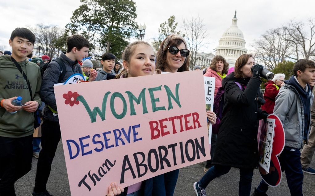 De “March for Life” in Washington. Het conservatieve Fox News stimuleert donaties aan organisaties die abortussen faciliteren. beeld AFP, Saul Loeb