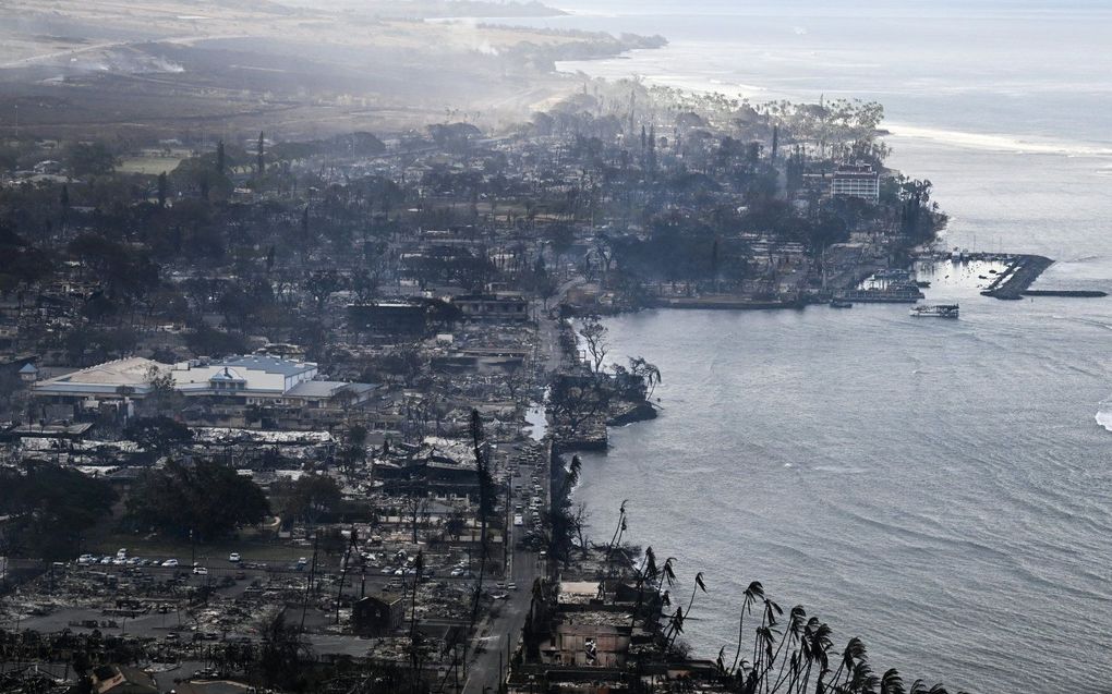 Het vuur legde een groot deel van het stadje Lahaina in de as. Beeld AFP, Patrick T. Fallon