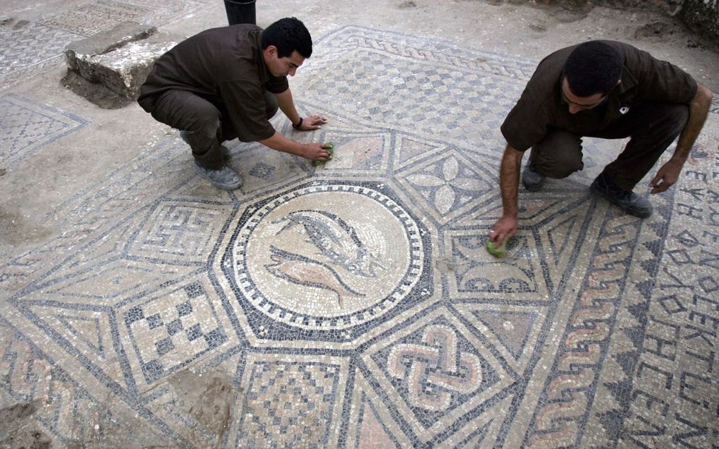 Het Megiddo-mozaïek werd in 2015 ontdekt. beeld AFP, Menahem Kahana