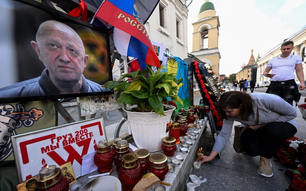 Prigozjin wordt herdacht in Moskou. beeld AFP, NATALIA KOLESNIKOVA