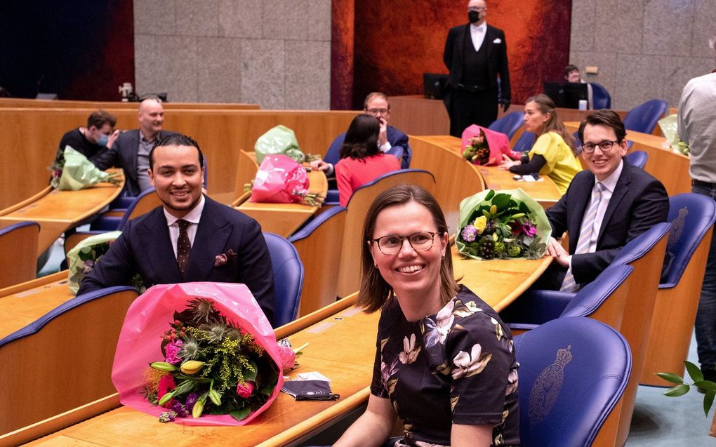 De CU-Tweede Kamerfractie na de beëdiging in 2021. beeld Dirk Hol