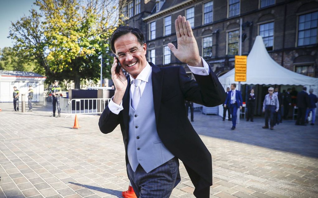 Rutte in jacquet tijdens Prinsjesdag 2018. beeld ANP, JERRY LAMPEN