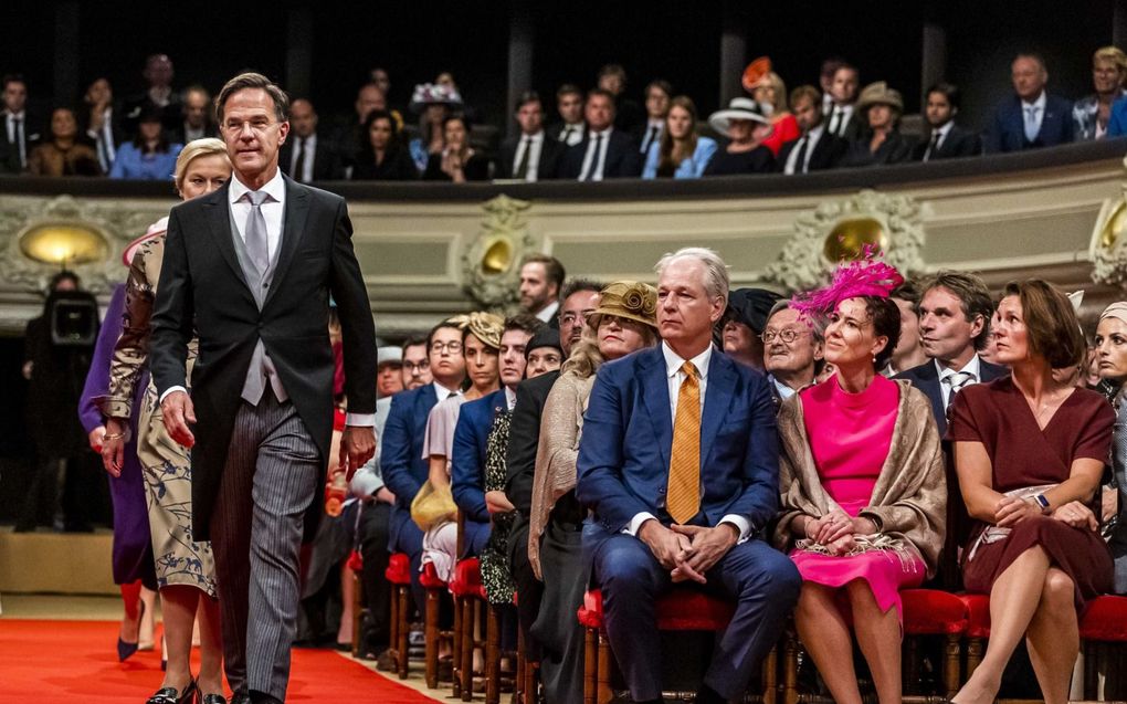 Demissionair premier Mark Rutte voorafgaand aan de voorlezing van de troonrede op Prinsjesdag. beeld ANP, Remko de Waal