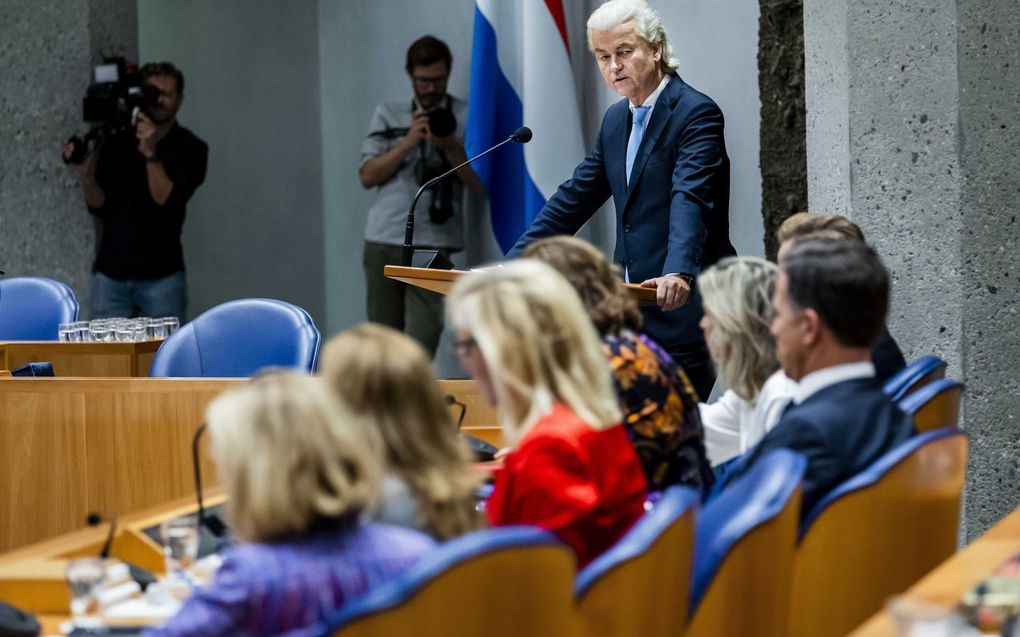 Geert Wilders (PVV) pleitte tijdens de eerste dag van de Algemene Politieke Beschouwingen voor een algehele asielstop. beeld ANP, Remko de Waal