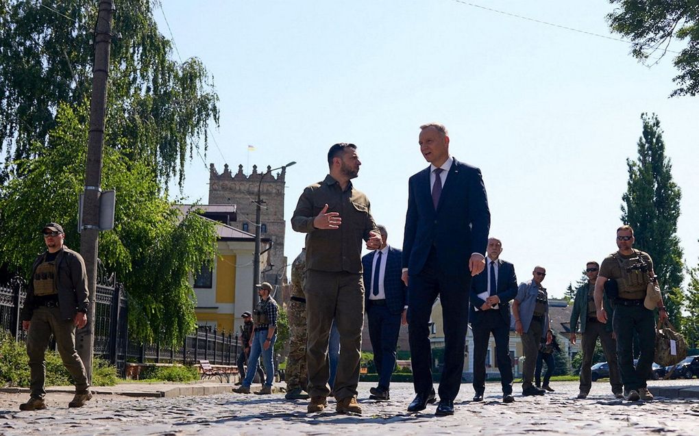 Ontmoeting tussen president Duda van Polen en Zelensky van Oekraine in juli. beeld AFP/UKRAINIAN PRESIDENTIAL PRESS SERVICE