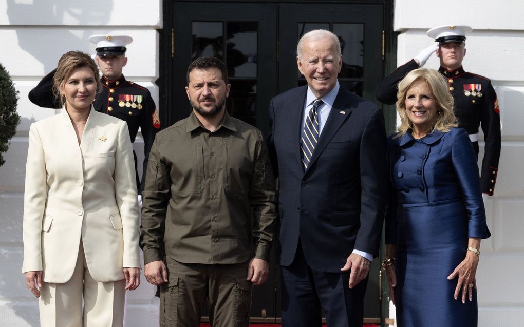 Zelensky had in Washington besprekingen in het Pentagon, het Capitool en in het Witte Huis, waar hij een onderhoud had met de Amerikaanse president Joe Biden. beeld EPA, Michael Reynolds