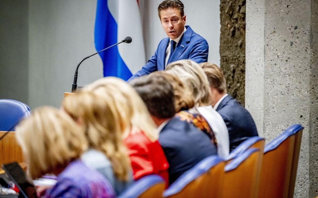 SGP-Kamerlid Chris Stoffer tijdens de Algemene Politieke Beschouwingen. beeld ANP, Robin Utrecht