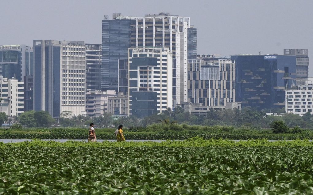 Zicht op Calcutta, hoofdstad van de Indiase deelstaat West-Bengalen. beeld AFP, Dibyangshu Sarkar