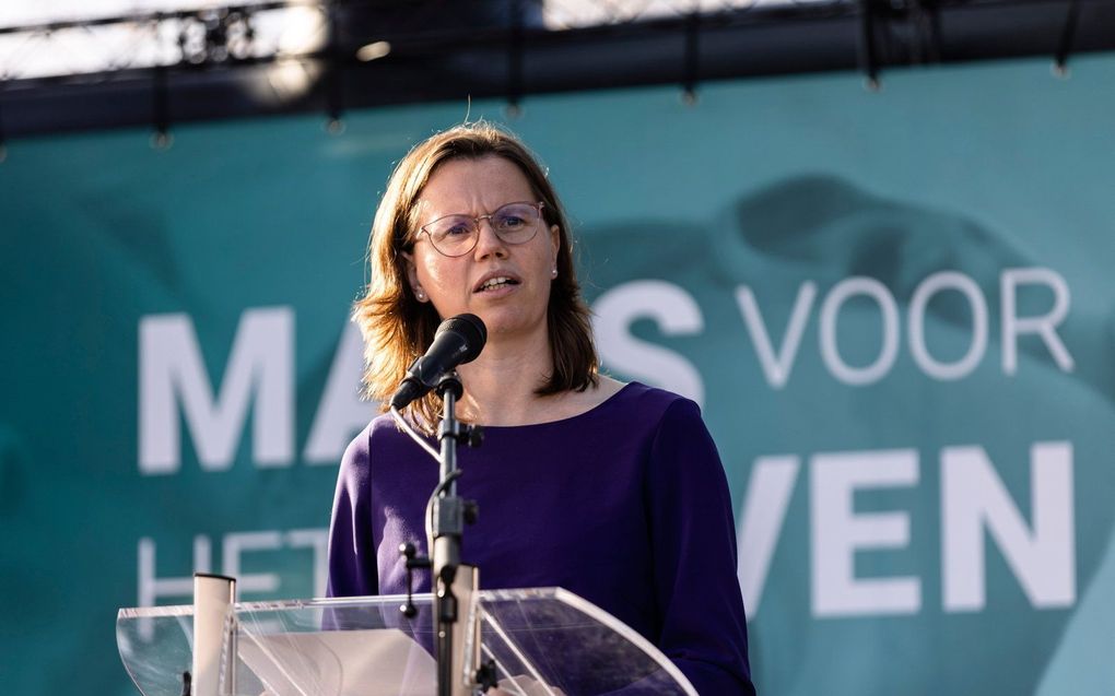 CU-Kamerlid Mirjam Bikker tijdens de Mars voor het Leven in november 2022. beeld André Dorst