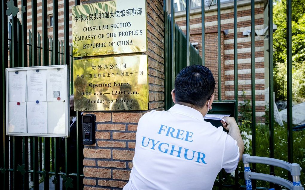 Oeigoeren protesteren wereldwijd tegen Chinese onderdrukking. beeld ANP, Sem van er Wal