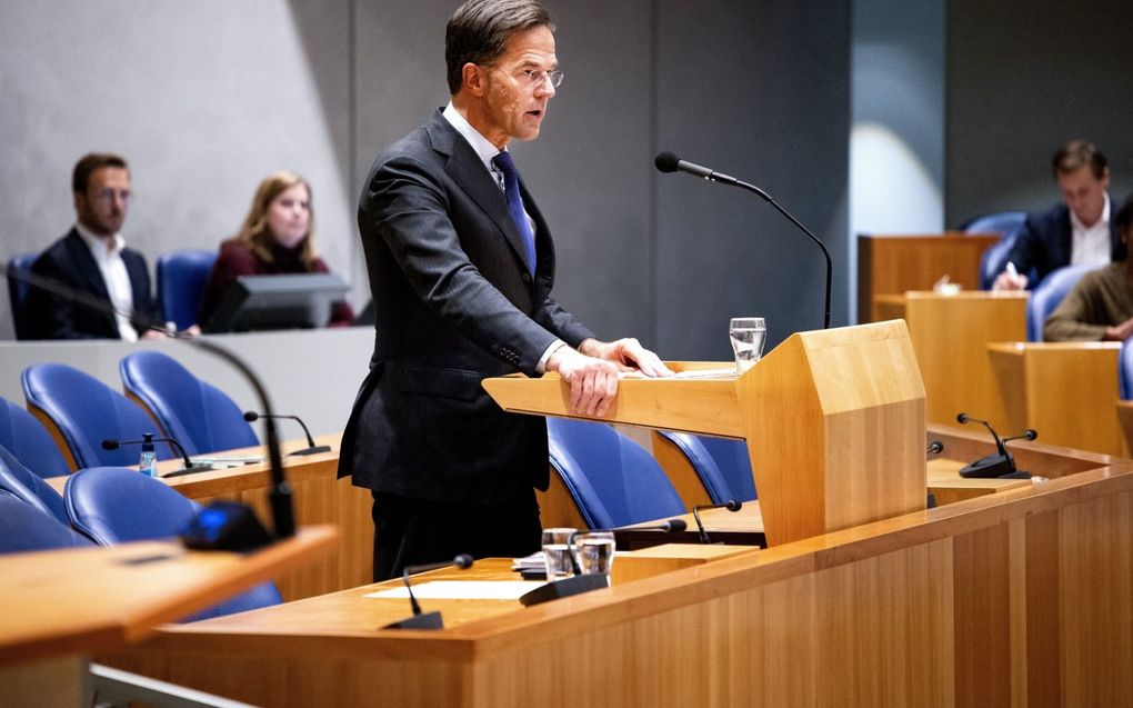 Premier Rutte legde aan het begin van het debat een verklaring af. beeld ANP, Ramon van Flymen