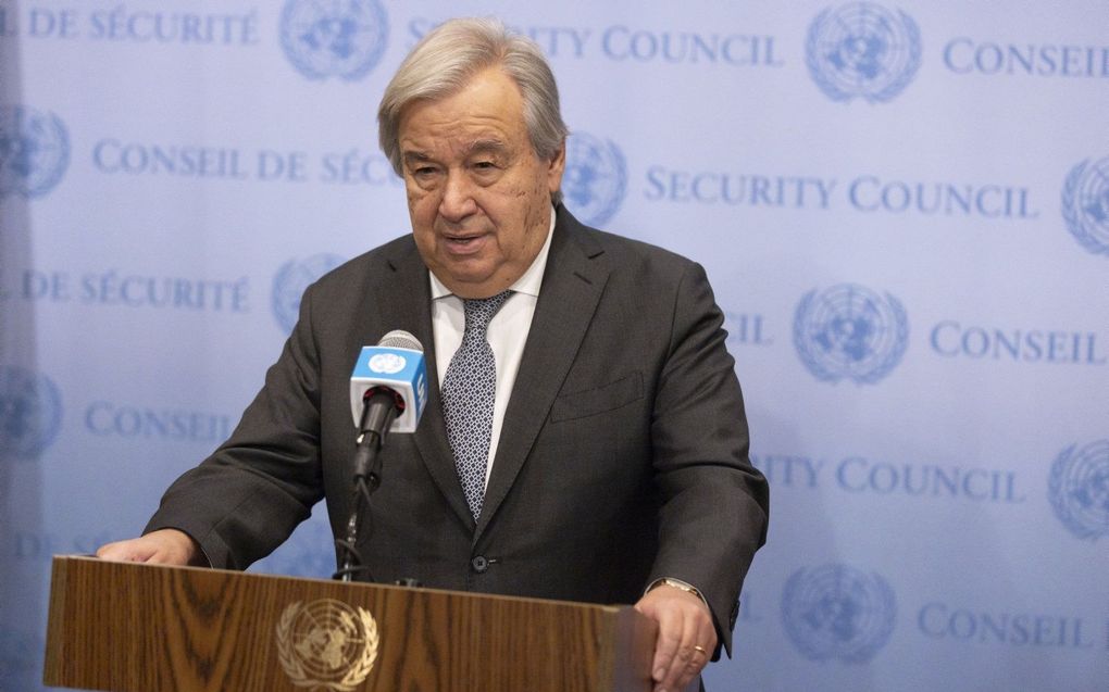 VN-secretaris-generaal Guterres. beeld EPA, Justin Lane