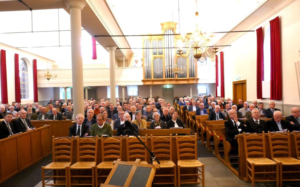 In de Dorpskerk in Hoevelaken hield de Hervormde Mannenbond zaterdag een toerustingsdag. beeld Jan van Reenen