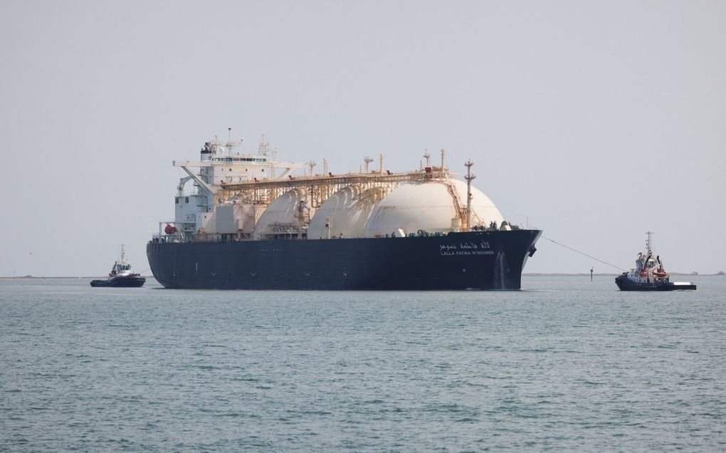 Tanker uit Qatar, geladen met LNG. beeld AFP, Clement Mahoudeau