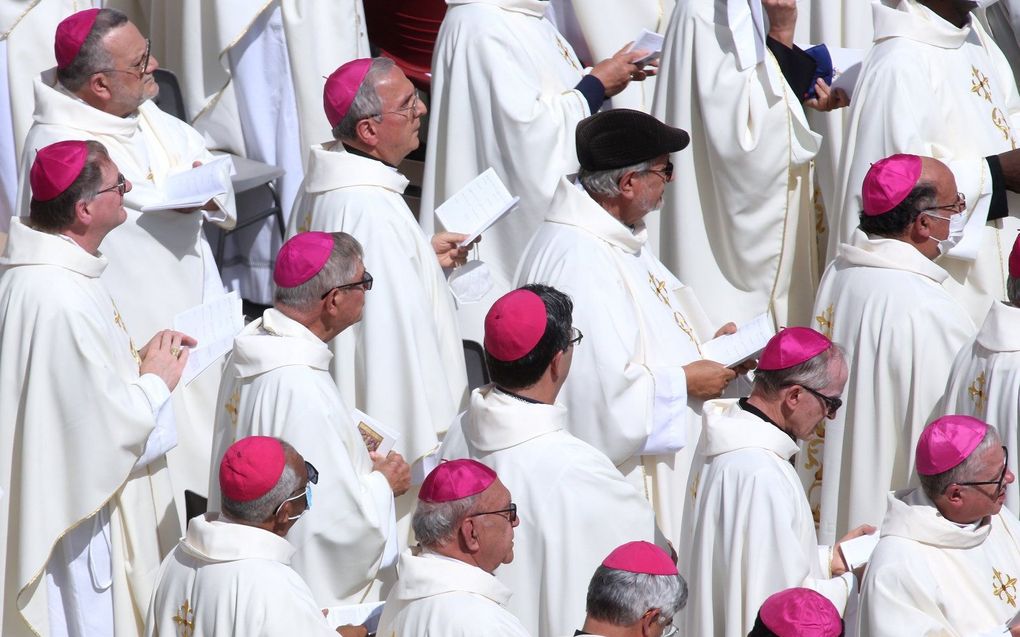 Bisschoppen, onder andere uit Nederland, in Vaticaanstad, ter gelegenheid van de heiligverklaring van Titus Brandsma, mei vorig jaar. beeld ANP, Ramon Mangold