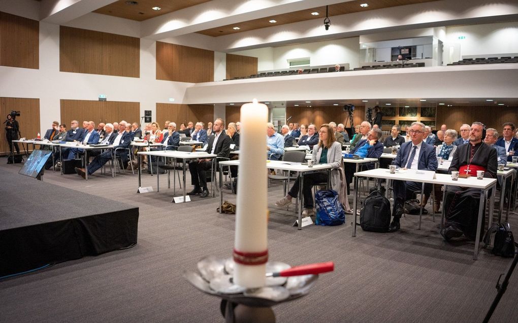 Synodevergadering van de Protestantse Kerk in Nederland in Lunteren, vorig jaar. beeld Niek Stam