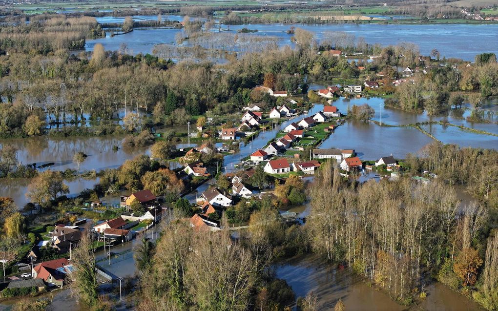 Overstromingen in de regio Pas-de-Calais, in het noorden van Frankrijk. beeld AFP, Anthony Brzeski