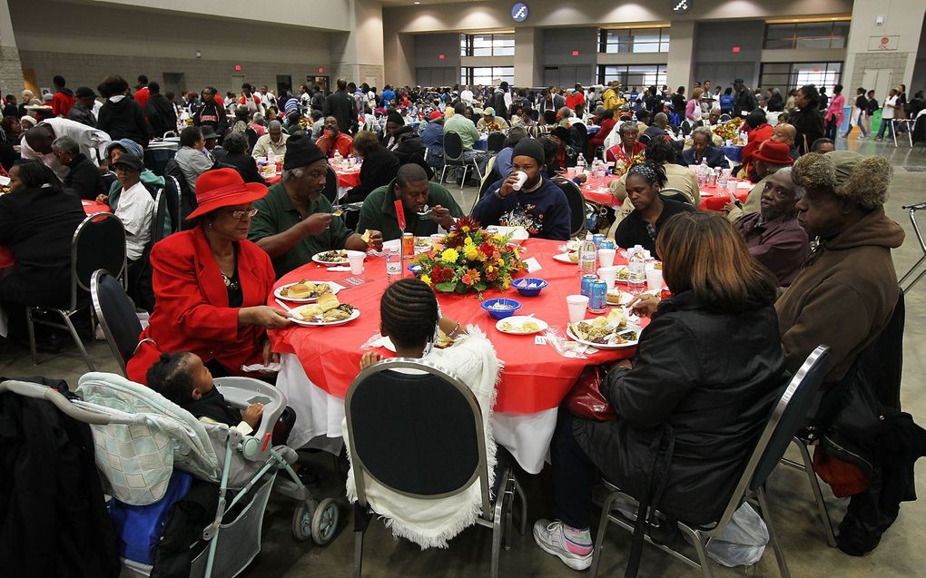 Zogeheten Thanksgiving dinner in de Verenigde Staten. beeld AFP, Alex Wong