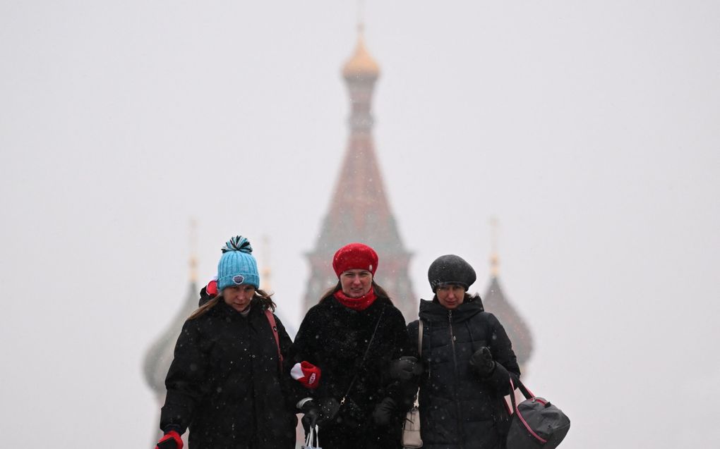 Russische vrouwen op het Rode Plein. beeld AFP, Natalia Kolesnikova