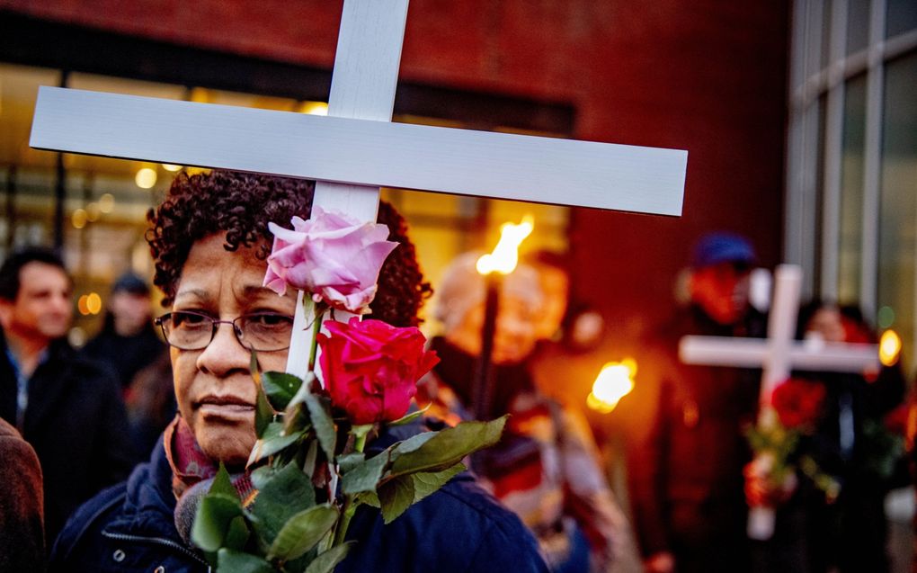 Jaarlijks worden in Nederland de decembermoorden in Suriname herdacht. Dit is een beeld van de herdenking van 2019. beeld ANP, Robin Utrecht