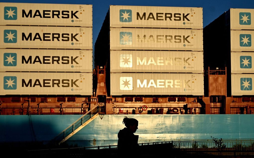 Containers van de Deense rederij Maersk. beeld AFP, Sergei Gapon