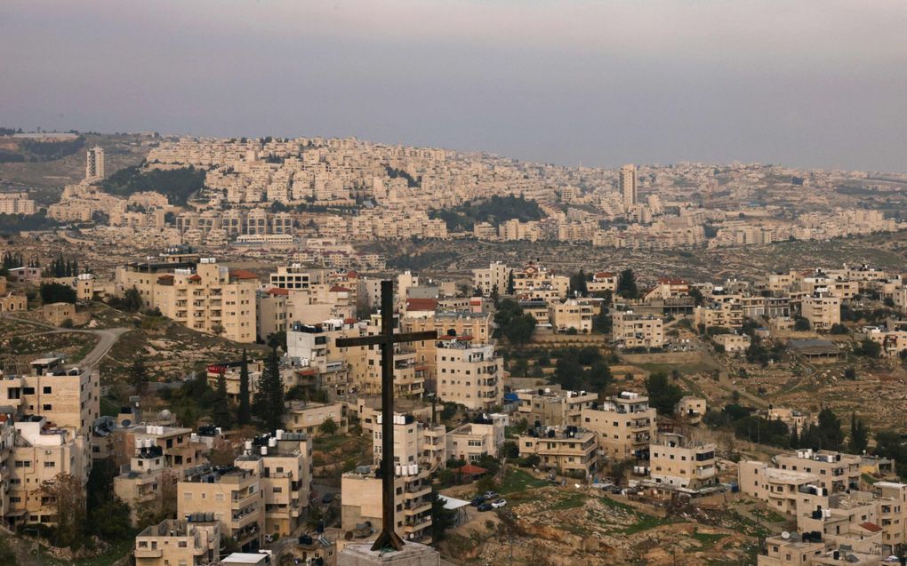 Zicht op Jeruzalem vanuit Bethlehem. beeld  AFP, Hazem Bader