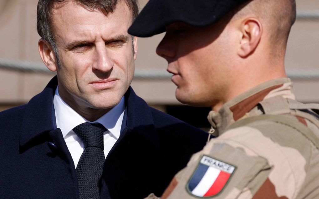 De Franse president Macron in Jordanië. beeld AFP, Ludovic Marin