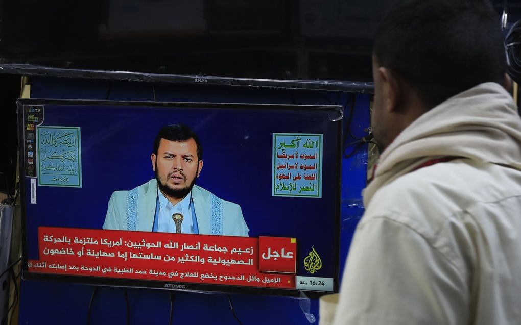 Houthileider Abdul-Malik al-Houthi. De organisatie laat Russische en Chinese schepen met rust. beeld EPA, Yahya Arhab