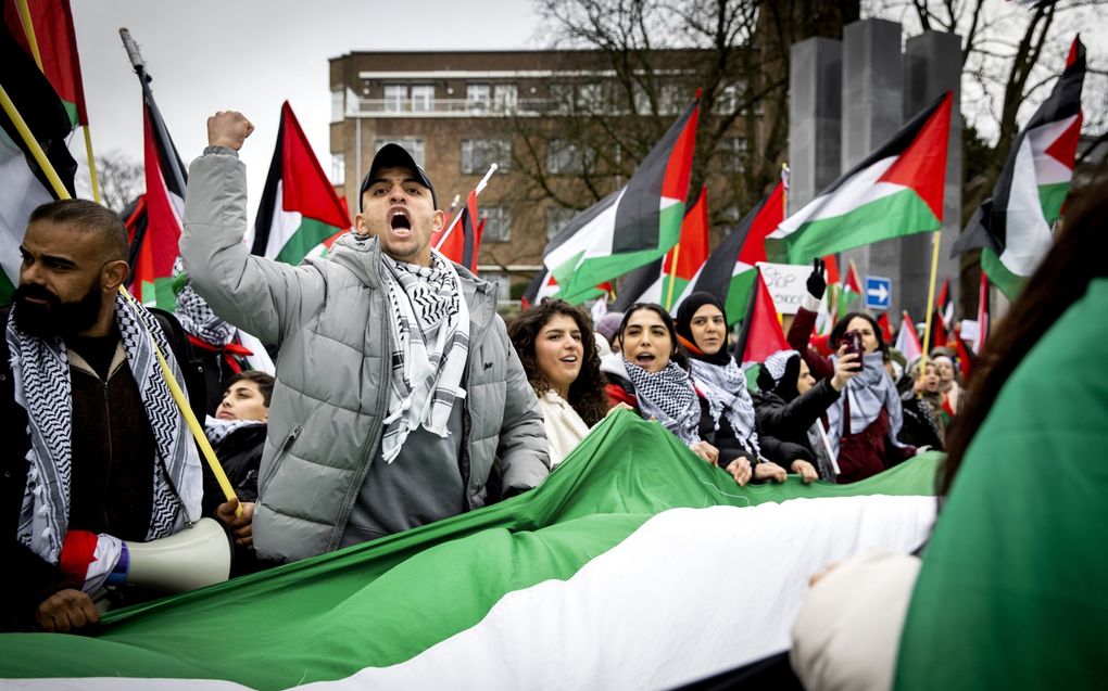 Pro-Palestinademonstratie in Den Haag. Over de reikwijdte van de vrijheid van meningsuiting zijn Nederlanders verdeeld, stelt het SCP. beeld ANP, Koen van Weel