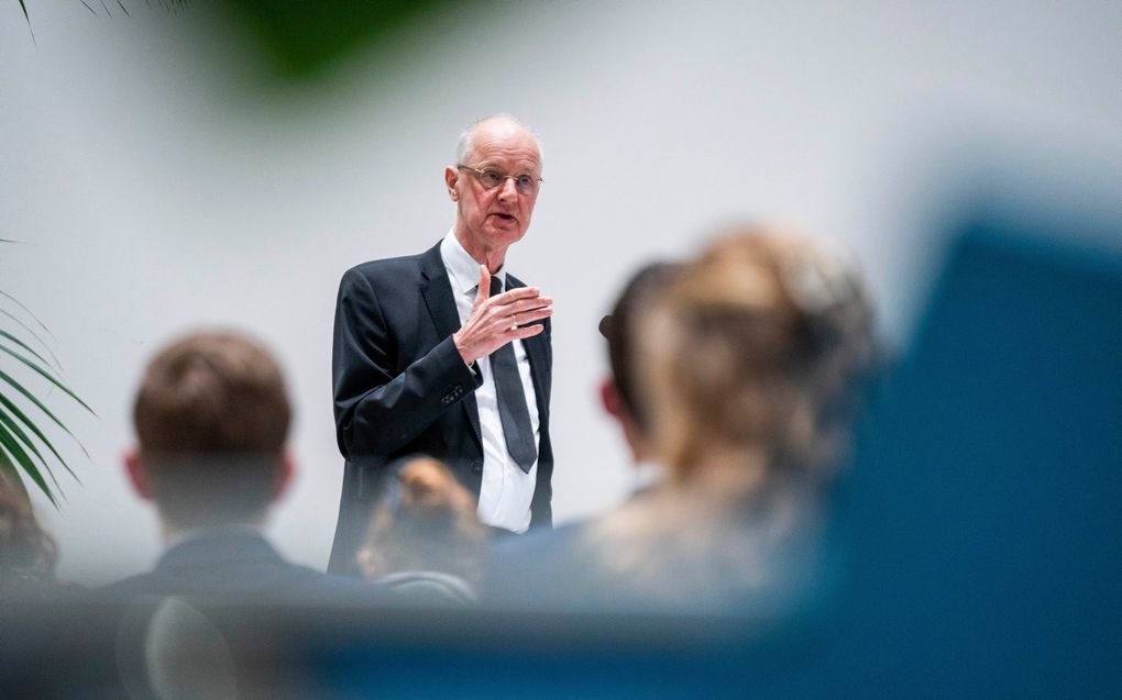 Ds. W. Visscher sprak vrijdagavond in Gouda op de winterconferentie van de werkgroep studenten Gereformeerde Gemeenten. beeld Cees van der Wal