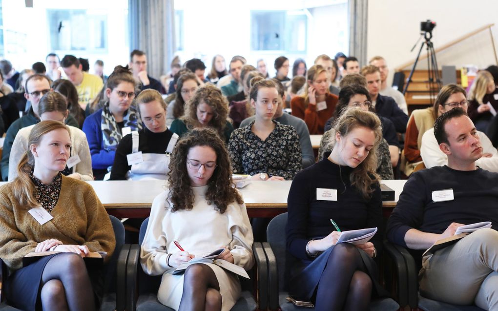 Bijbelstudieconferentie 23+ van de Hersteld Hervormde Jongerenorganisatie, zaterdag in Bennekom. beeld VidiPhoto