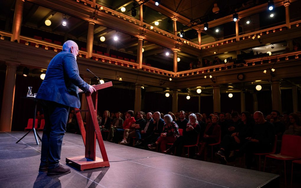 Frans Timmermans spreekt de vierde Banning Lezing uit. De lezing is bedoeld om de discussie over waarden, levensovertuiging en sociaaldemocratie aan te moedigen. beeld ANP, BART MAAT