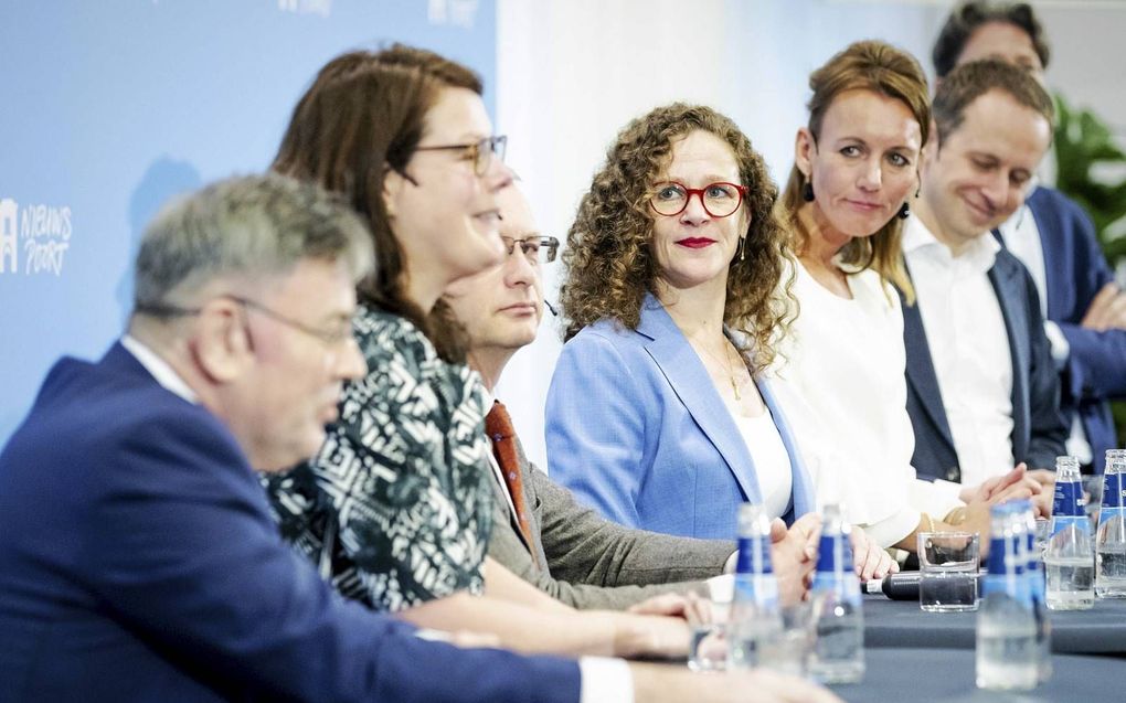 Europese lijsttrekkers gingen dinsdag in debat tijdens het Financiële Verkiezingsdebat in perscentrum Nieuwspoort. beeld ANP, Robin van Lonkhuijsen