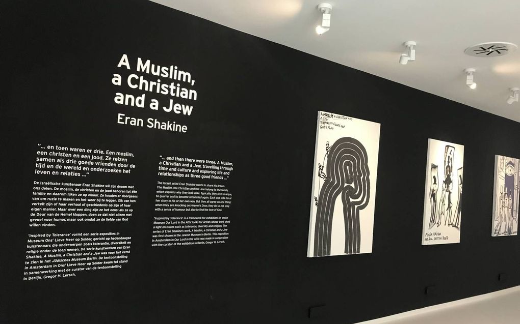 Overzicht van de expositie ”A Muslim, a Christian and a Jew” in Museum Ons’ Lieve Heer op Solder in Amsterdam.  beeld RD