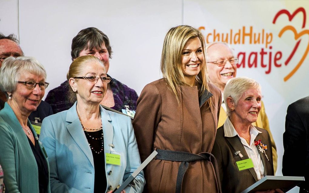 Koningin Máxima te gast bij het vijfjarig bestaan van SchuldHulpMaatje. beeld ANP, Remko de Waal