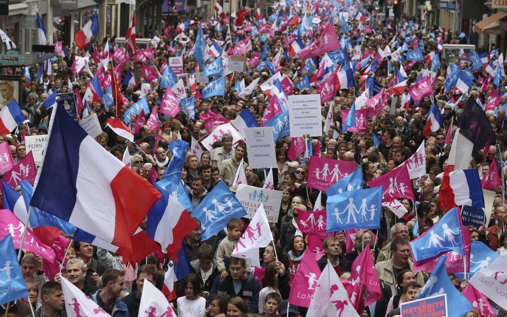 ​Demonstratie tegen het homohuwelijk, mei 2013 in Parijs. beeld AFP, Thomas Samson