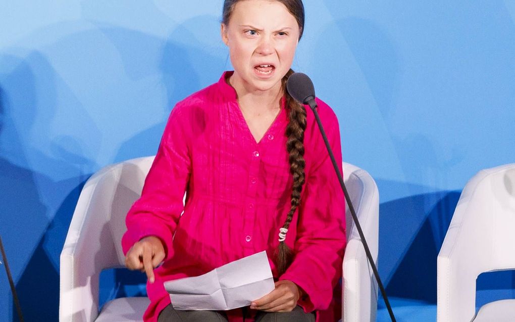 De emotionele speech van Thunberg. beeld EPA, Justin Lane