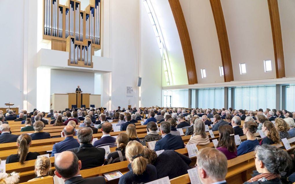 Het deputaatschap voor Israël organiseerde zaterdag een themabijeenkomst in het gebouw van de gereformeerde gemeente van Gouda. Sprekers waren onder meer ds. W. Silfhout en ds. D. de Wit. beeld Cees van der Wal